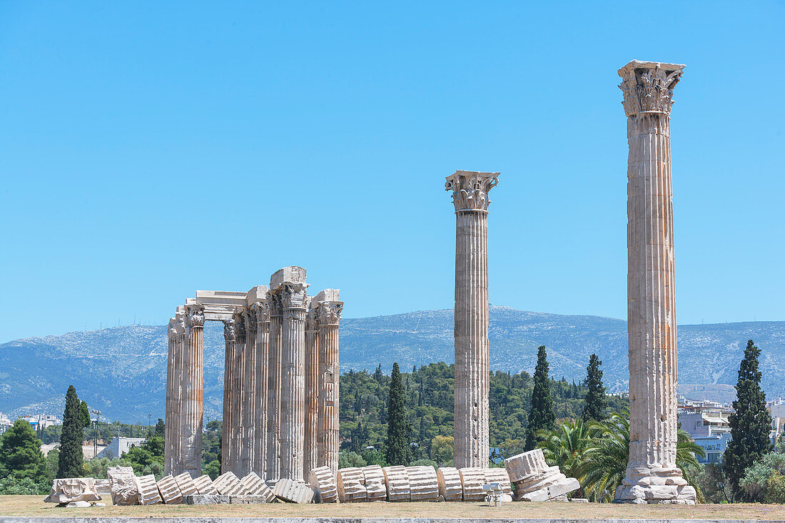 Tempel des olympischen Zeus, Athen, Griechenland, Europa,
