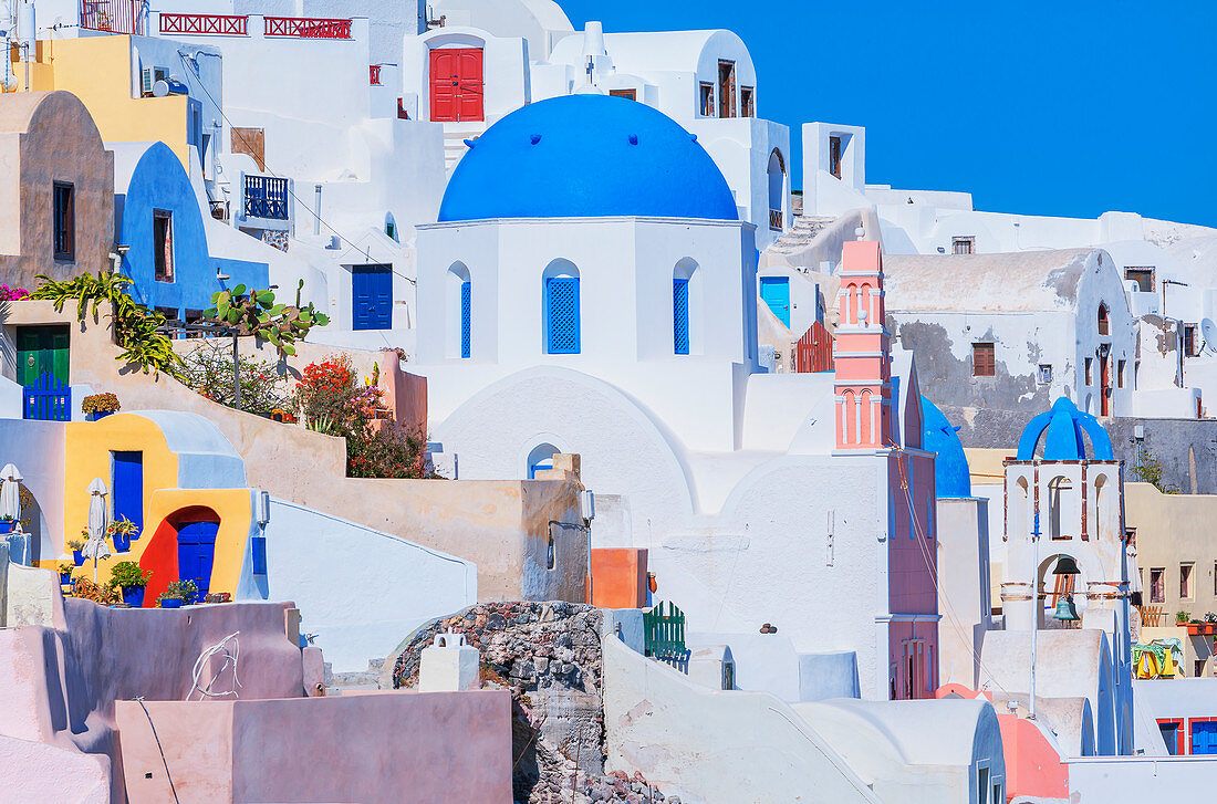 View of Oia village, Oia, Santorini, Cyclades Islands, Greece