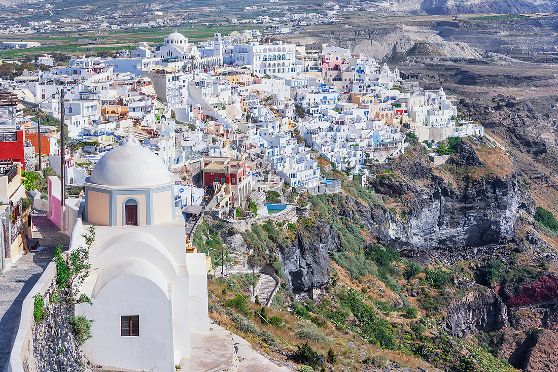 Thira, high angle view, Santorini, Cyclades Islands, Greece