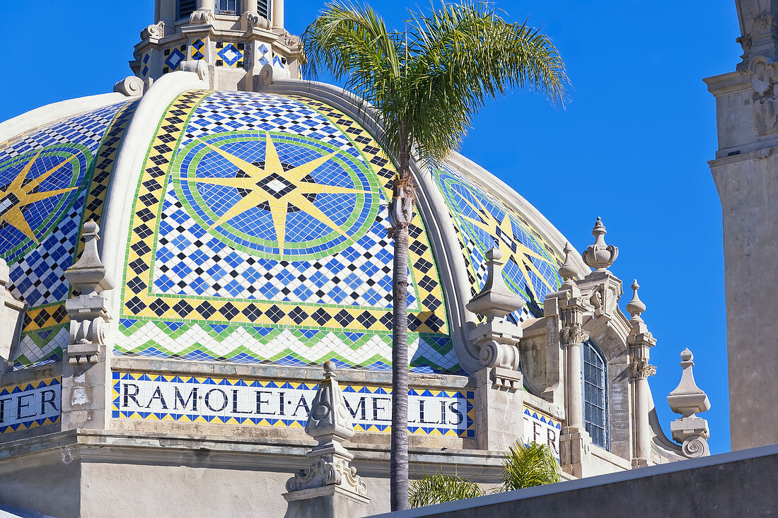 St Francis Chapel domes over the Museum of Man, Balboa Park, San Diego, California, USA