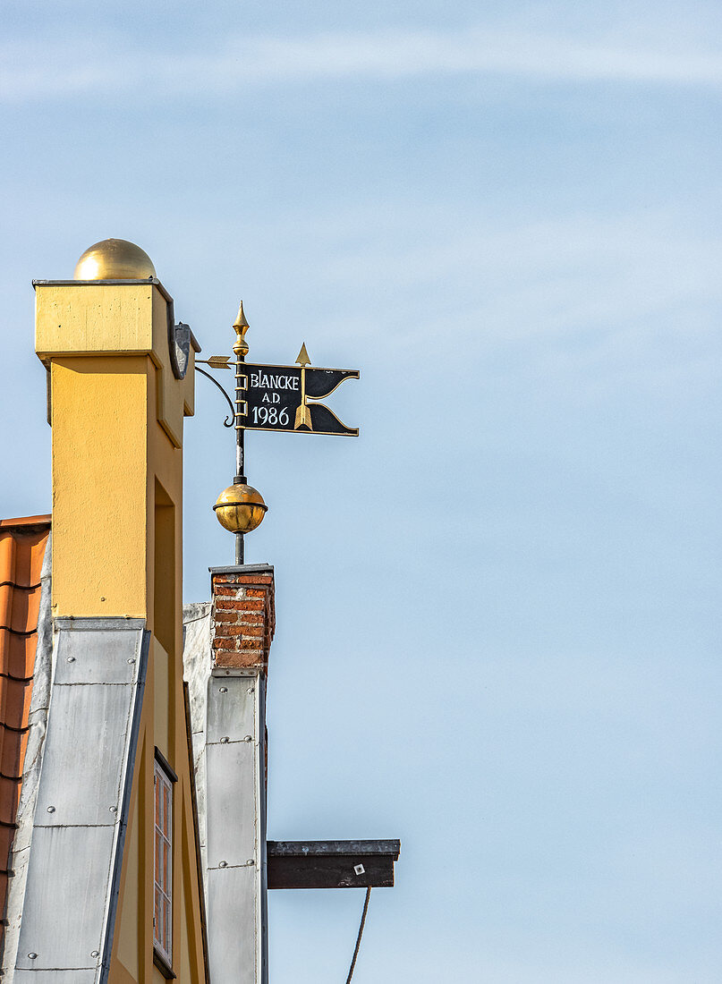 View of the weather vane in the old town of Lueneburg, Germany