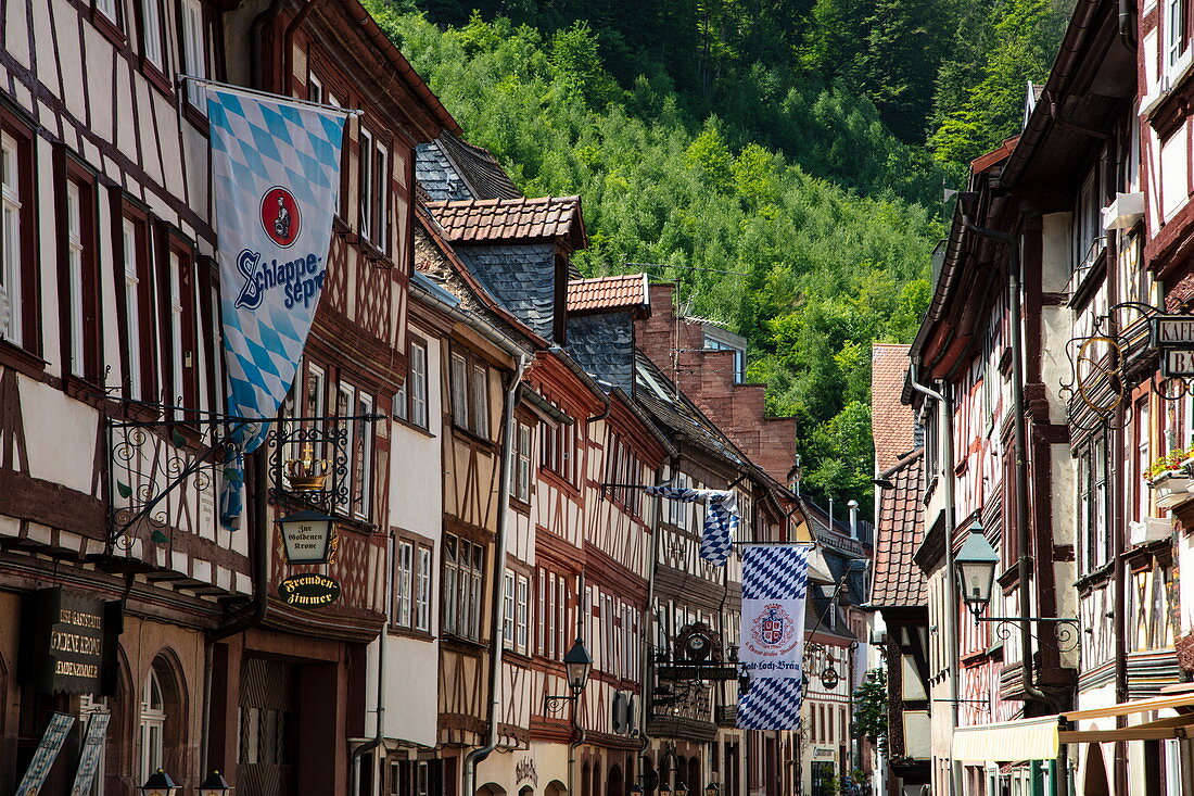 Half-timbered houses in the old town, Miltenberg, Spessart-Mainland, Franconia, Bavaria, Germany, Europe