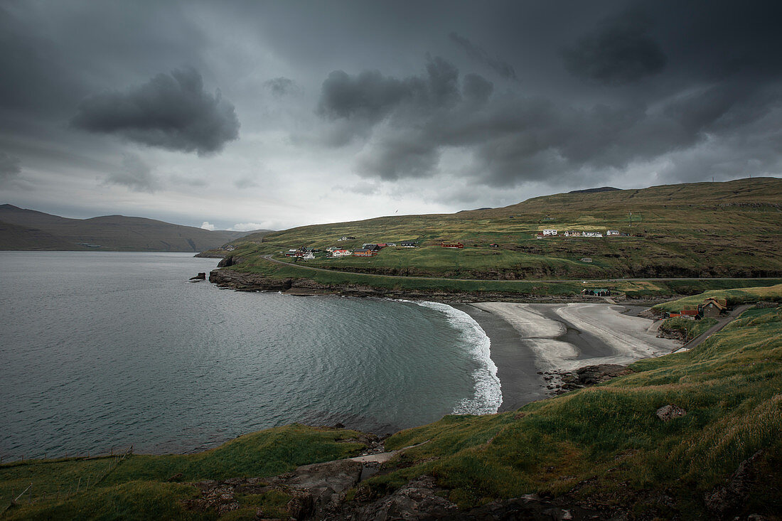 Leynar sandy bay on Streymoy, Faroe Islands
