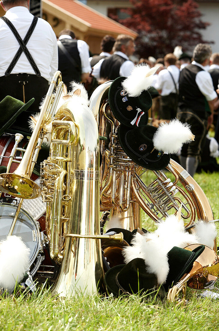 Bavarian brass music and Brautum Mustikfest, Siegsdorf, Chiemgau, Bavaria, Germany