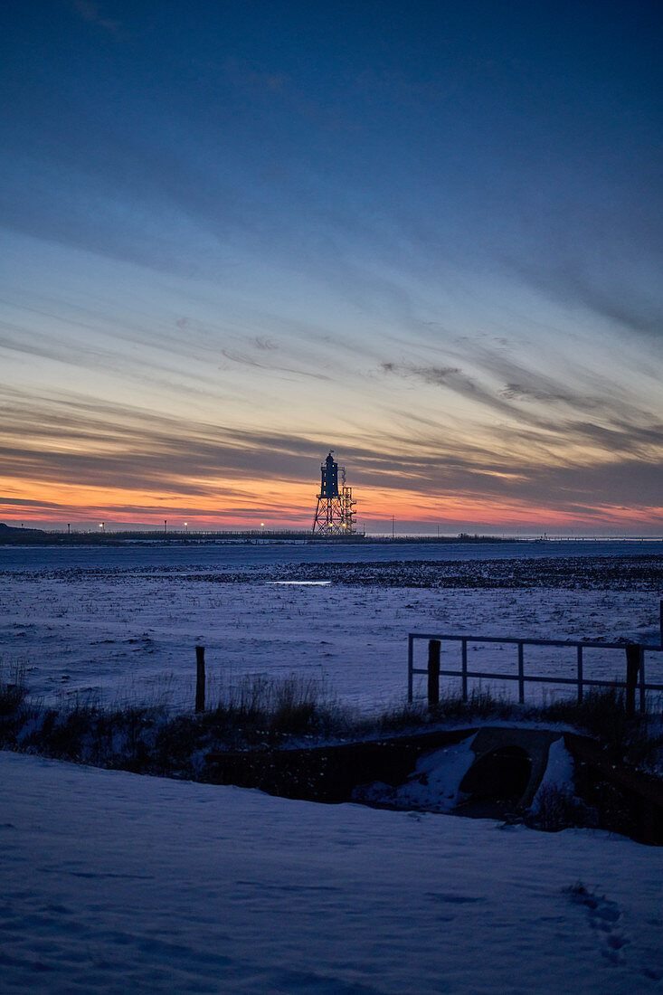 Sunset on the dike, Dorum, Lower Saxony, Germany