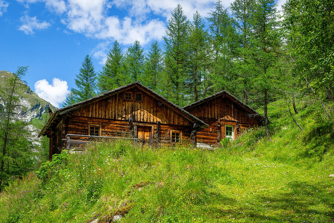 Historic alpine huts in East Tyrol, Austria, Europe
