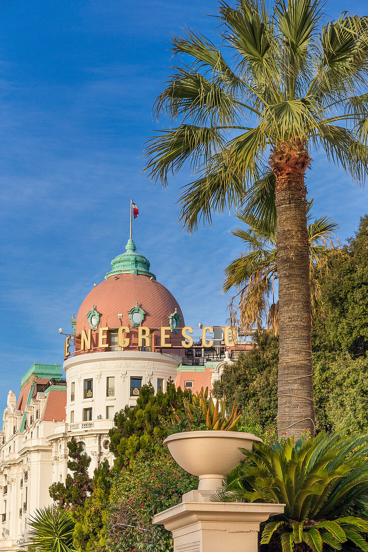 Famous Le Negresco Hotel building at Promenade des Anglais, Nice, Alpes Maritimes, Cote d'Azur, French Riviera, Provence, France, Mediterranean, Europe