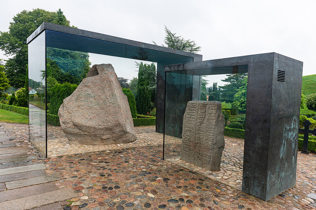 Carved Runestones, UNESCO World Heritage Site, Jelling Stones, Jelling, Denmark, Scandinavia, Europe
