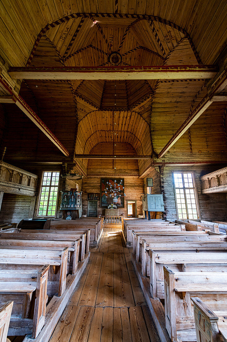 Innenraum von Petaejeveden (Petajavesi Alte Kirche), Petajavesi, UNESCO-Weltkulturerbe, Finnland, Europa