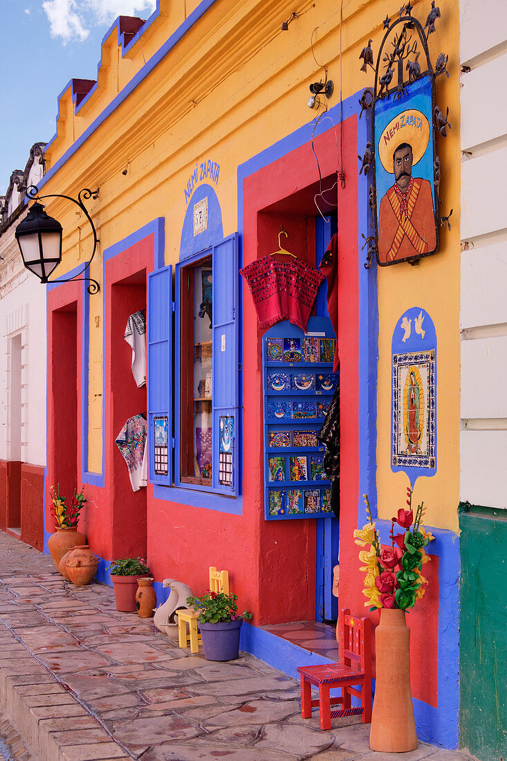 Colourful exterior of a souvenir shop.