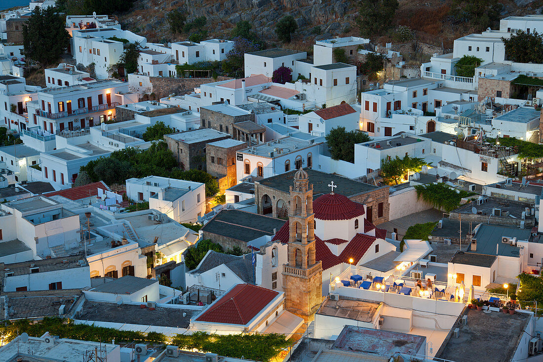 Abenddämmerung, Lindos, Rhodos-Insel, Dodekanes-Inseln, Griechenland