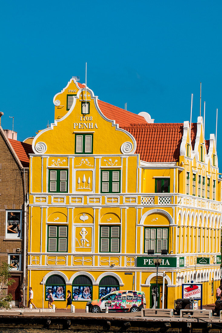 Colourful buildings, architecture in capital city Willemstad, UNESCO World Heritage Site, Curacao, ABC Islands, Dutch Antilles, Caribbean, Central America