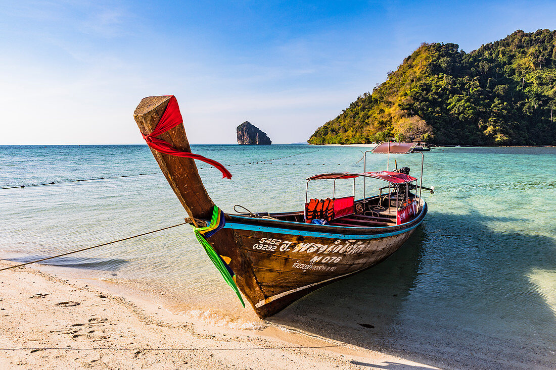 Longtail boats on Tup Island, Krabi Province, Thailand, Southeast Asia, Asia