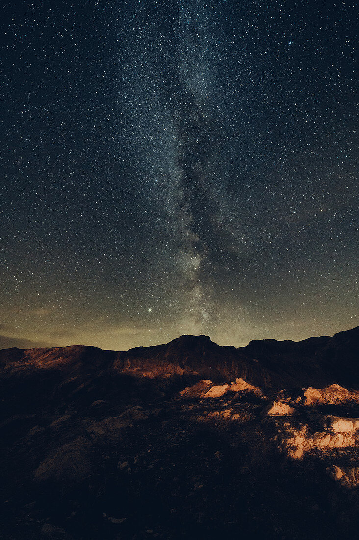 Milky Way galaxy in the mountains in Raetikon, Vorarlberg, Austria, Europe