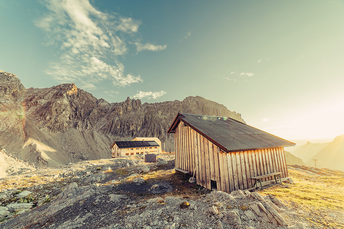 Sonnenaufgang bei der Totalphütte, Rätikon, Vorarlberg, Österreich, Europa