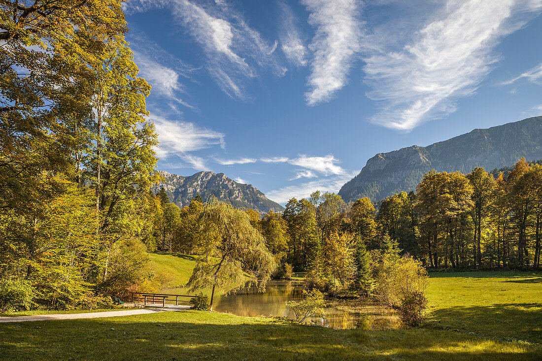 Schwanenweiher at Linderhof Palace, Ettal, Allgäu, Bavaria, Germany