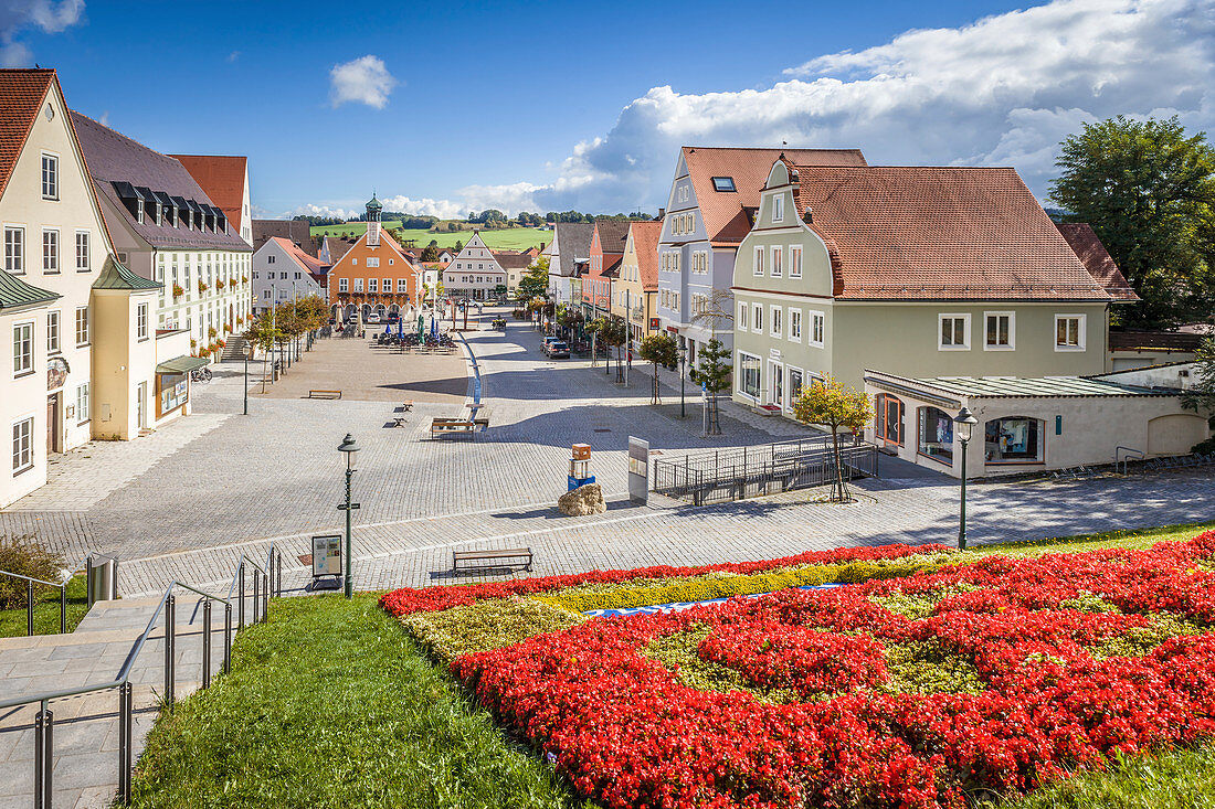 Marktplatz von Ottobeuren, Unterallgäu, Allgäu, Bayern, Deutschland