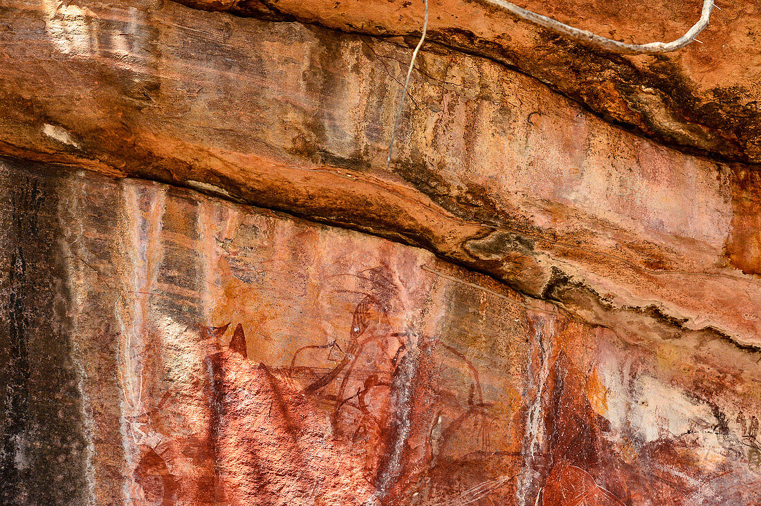 Ancient rock art in Kakadu National Park, Jabiru, Northern Territory, Australia