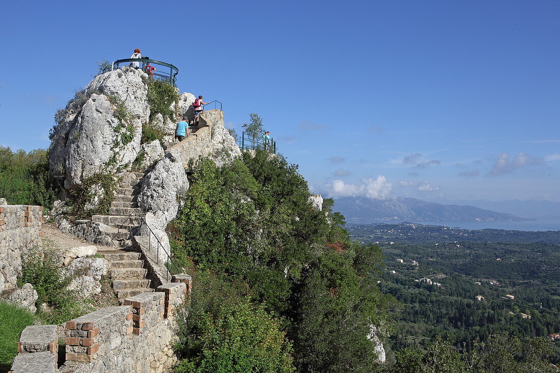 Kaizer's Throne, one of the island's most popular viewpoints, sits high above Pelekas, Corfu Island, Ionian Islands, Greece