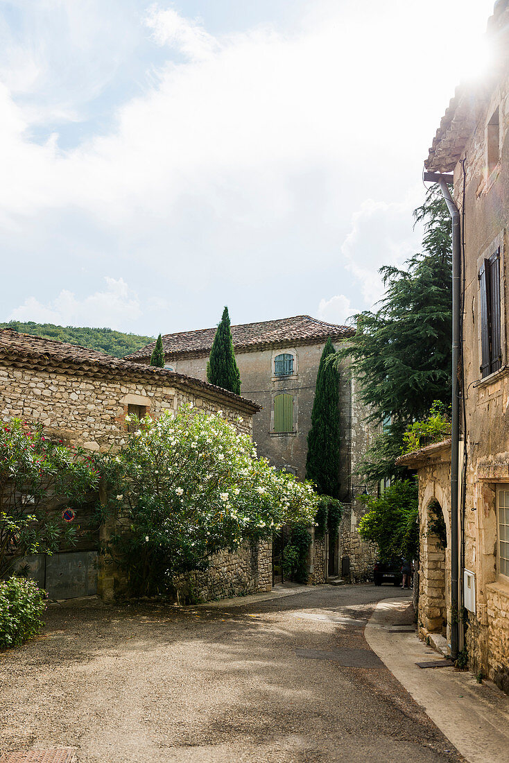 Montclus, one of the most beautiful villages in France, Les plus beaux villages de France, Gorges du Cèze, Gard department, Occitania, France