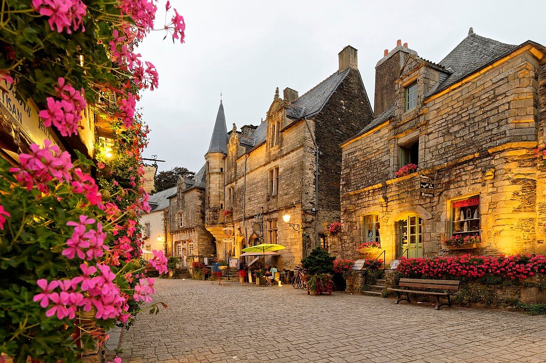 Frankreich, Morbihan, Rochefort en Terre, beschriftet mit den schönen Dörfern Frankreichs (Die schönsten Dörfer Frankreichs), Place du Puits
