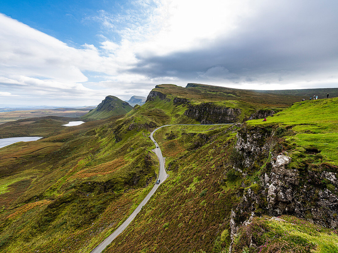 Gebirgslandschaft, Quiraing Erdrutsch, Isle of Skye, Innere Hebriden, Schottland, Vereinigtes Königreich, Europa