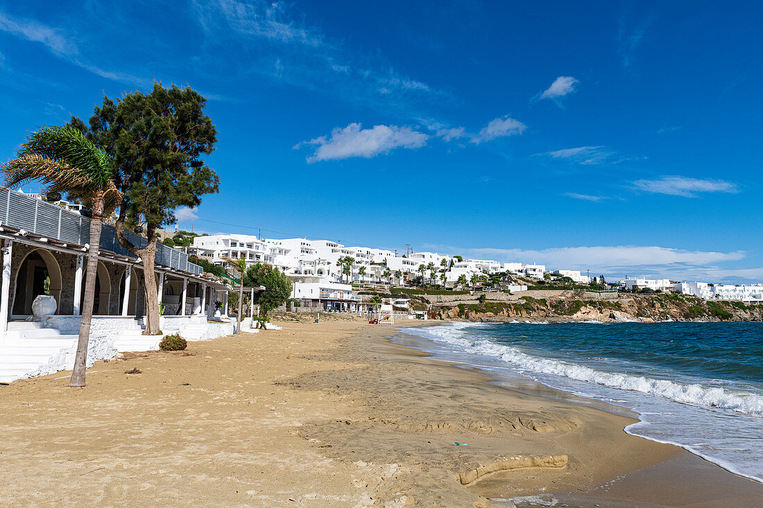 Paralia Psarou Strand, Mykonos, Kykladen, griechische Inseln, Griechenland, Europa