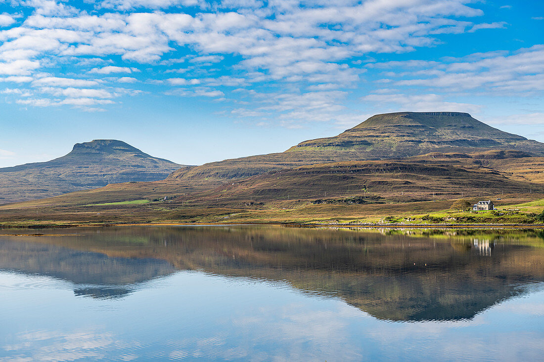 Water reflections on Lake Dunvegan, Isle of Skye, Inner Hebrides, Scotland, United Kingdom, Europe