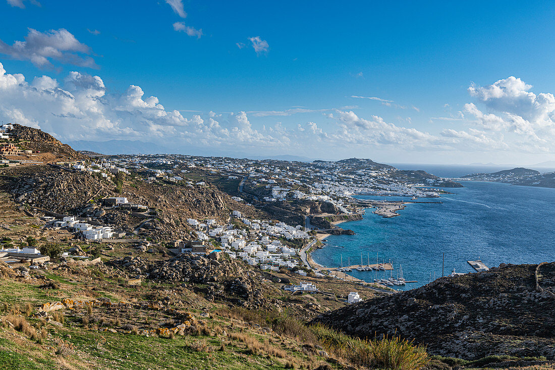 View over Mykonos, Cyclades, Greek Islands, Greece, Europe