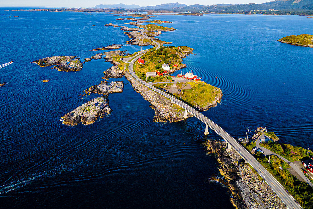 Aerial of the Atlantic Ocean Road, More og Romsdal county, Norway, Scandinavia, Europe