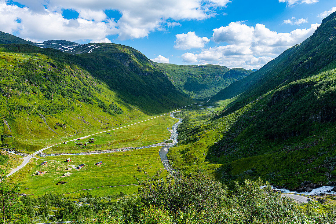 Green valley near Skei, Vestland, Norway, Scandinavia, Europe