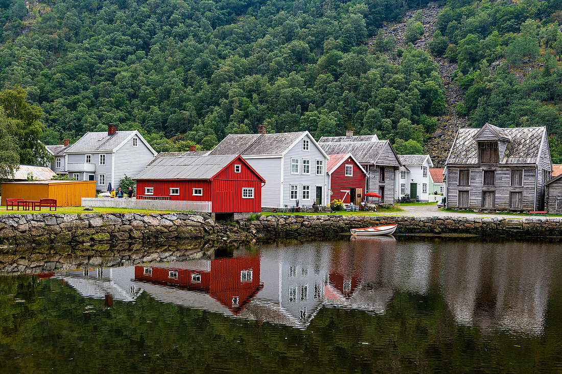 Historic houses in Laerdal, Vestland county, Norway, Scandinavia, Europe