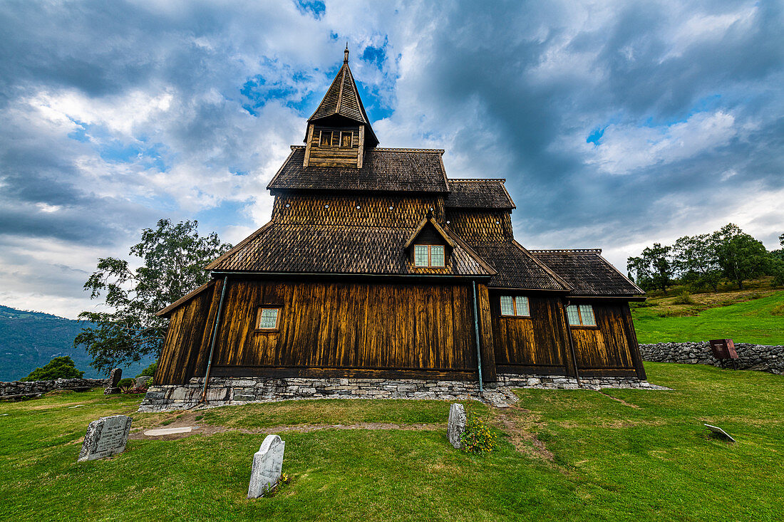 Urnes Stabkirche, UNESCO-Weltkulturerbe, Lustrafjord, Norwegen, Skandinavien, Europa