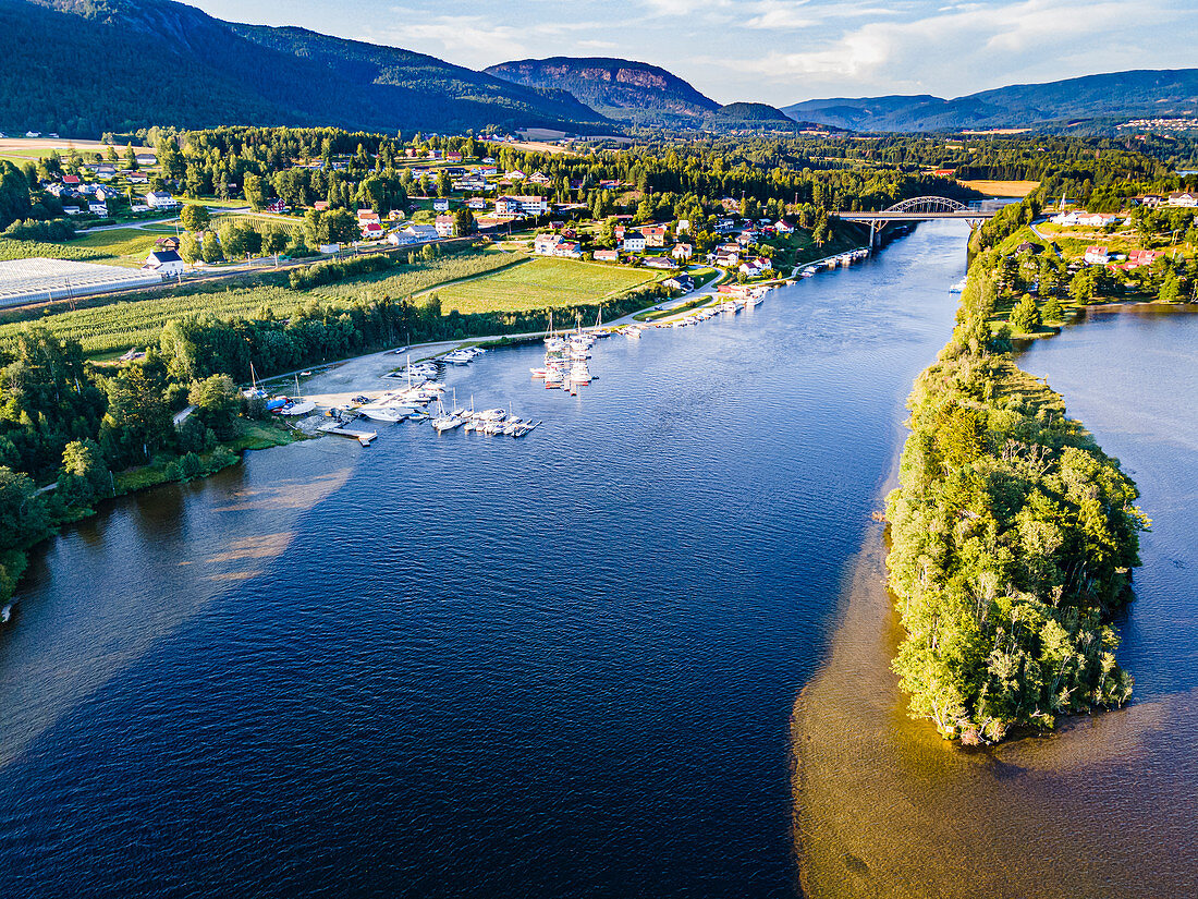 Blick auf den Norsjofjord in Akkerhauge, Telemark-Kanal, Norwegen, Skandinavien, Europa