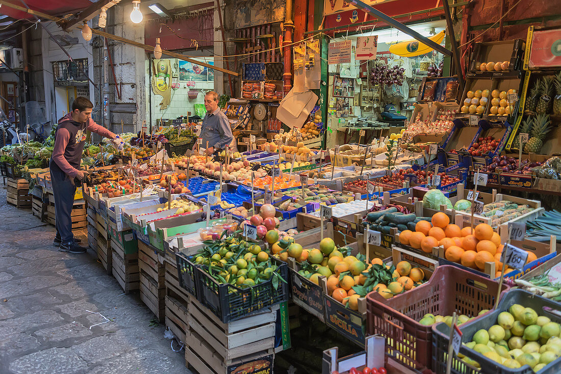 Vucciria market, Palermo, Sicily, Italy, Europe,