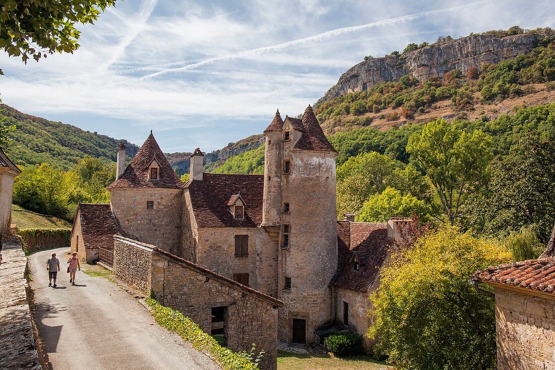 France, Lot, Haut Quercy, Autoire, labelled Les Plus Beaux Villages de France (The Most Beaul Villages of France), Limargue castle