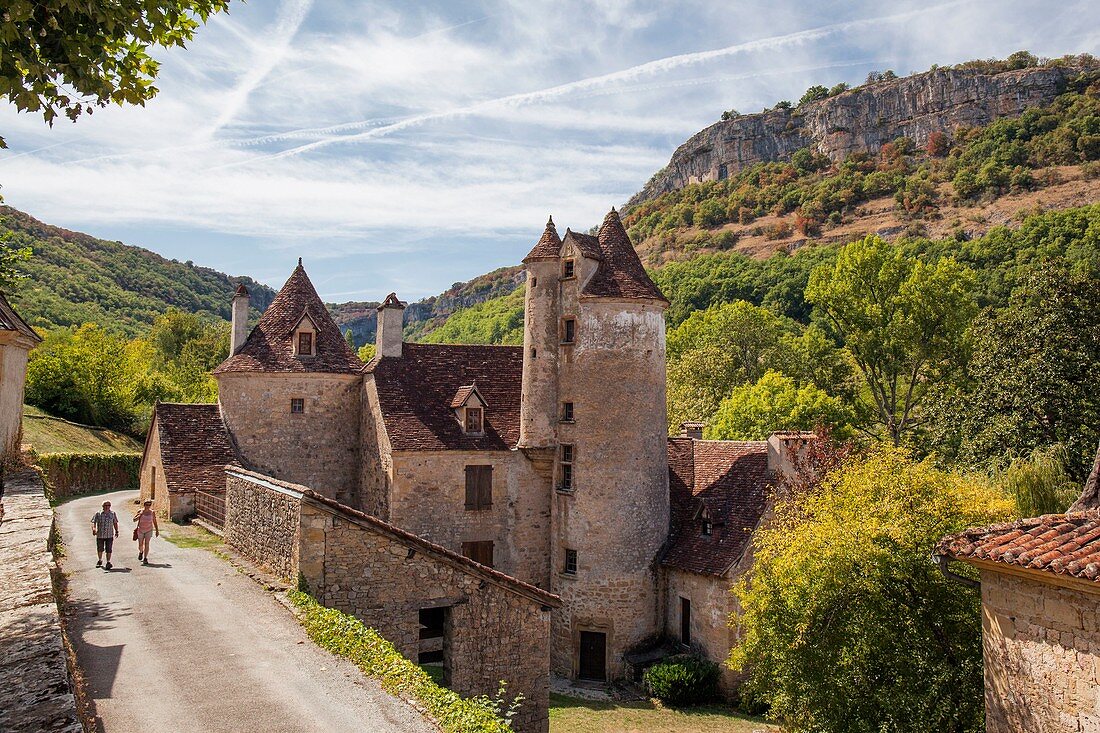 Frankreich, Lot, Haut Quercy, Autoire, beschriftet Les Plus Beaux Villages de France (Die schönsten Dörfer Frankreichs), Schloss Limargue