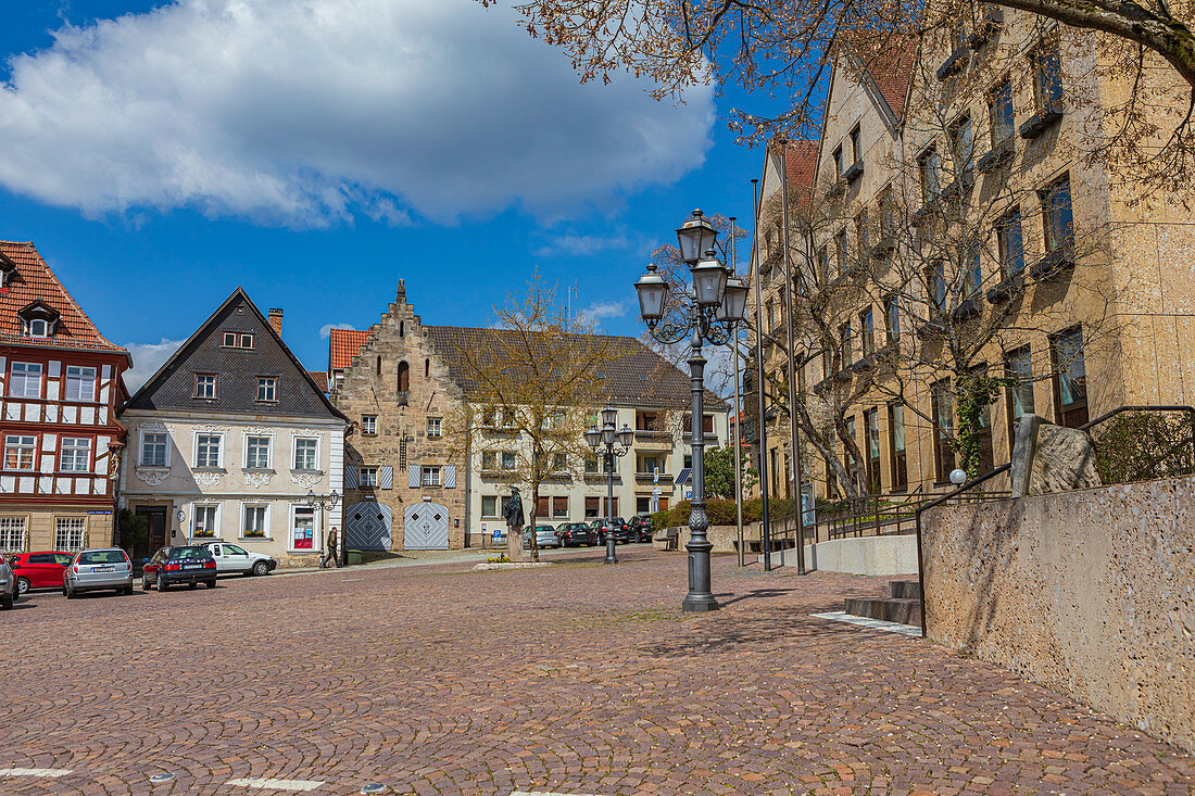 Market square in Kronach, Bavaria, Germany