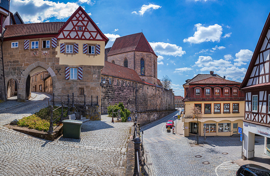 Bamberger Tor and Schwedenstrasse in Kronach, Bavaria, Germany