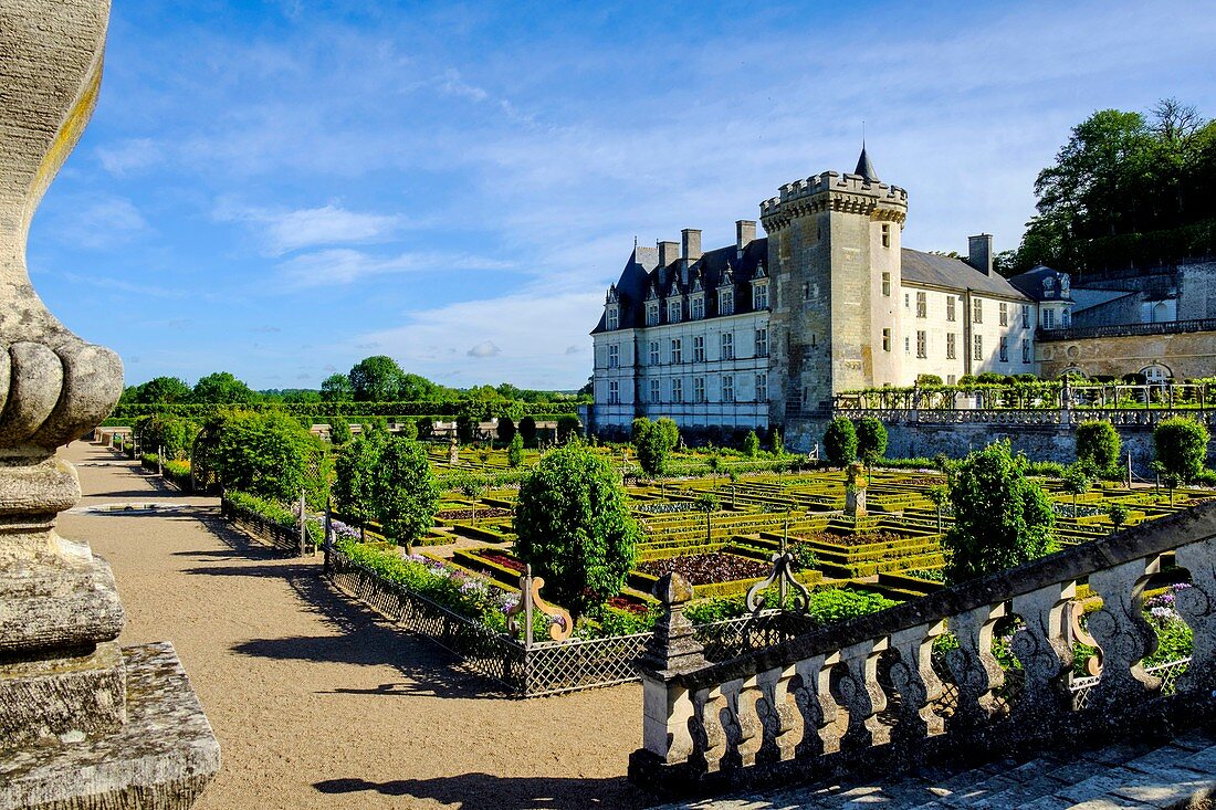 Frankreich, Indre et Loire, Loiretal, das von der UNESCO zum Weltkulturerbe erklärt wurde, Schloss und Gärten von Villandry, erbaut im 16. Jahrhundert im Renaissancestil