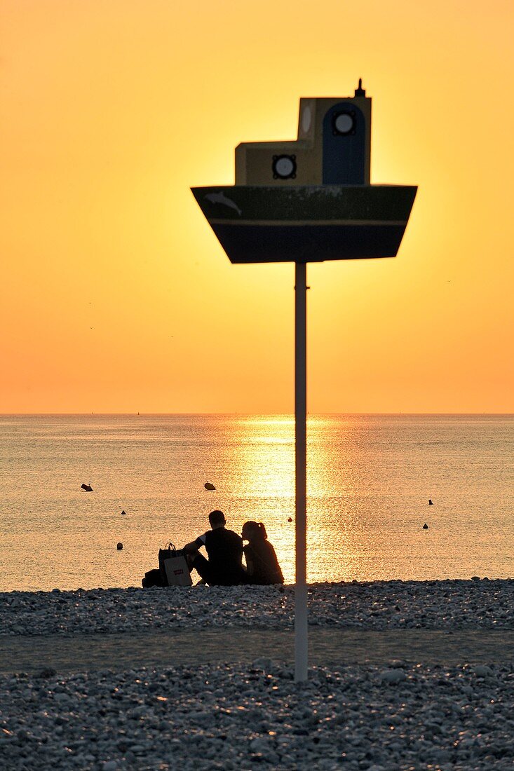 France, Seine Maritime, Le Havre, city rebuilt by Auguste Perret listed as World Heritage by UNESCO, the beach