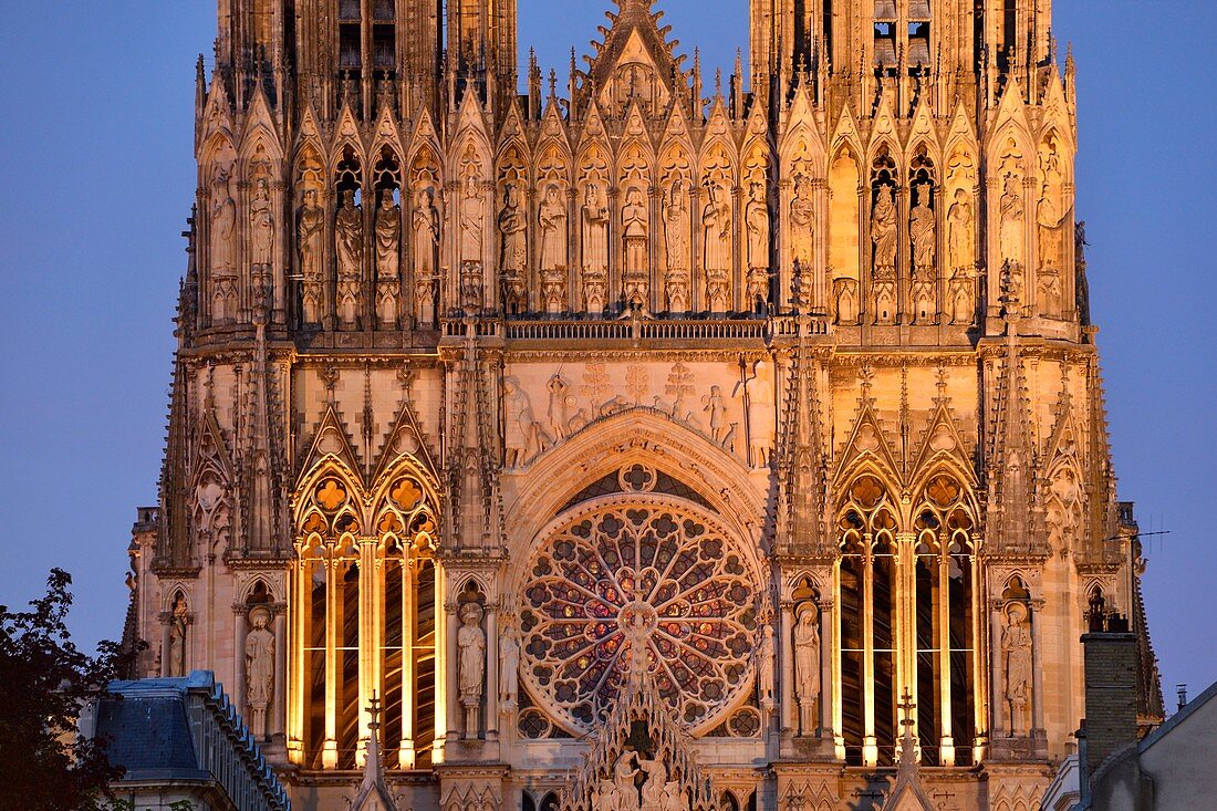 Frankreich, Marne, Reims, Kathedrale Notre Dame, Weltkulturerbe der UNESCO, die Westfassade front