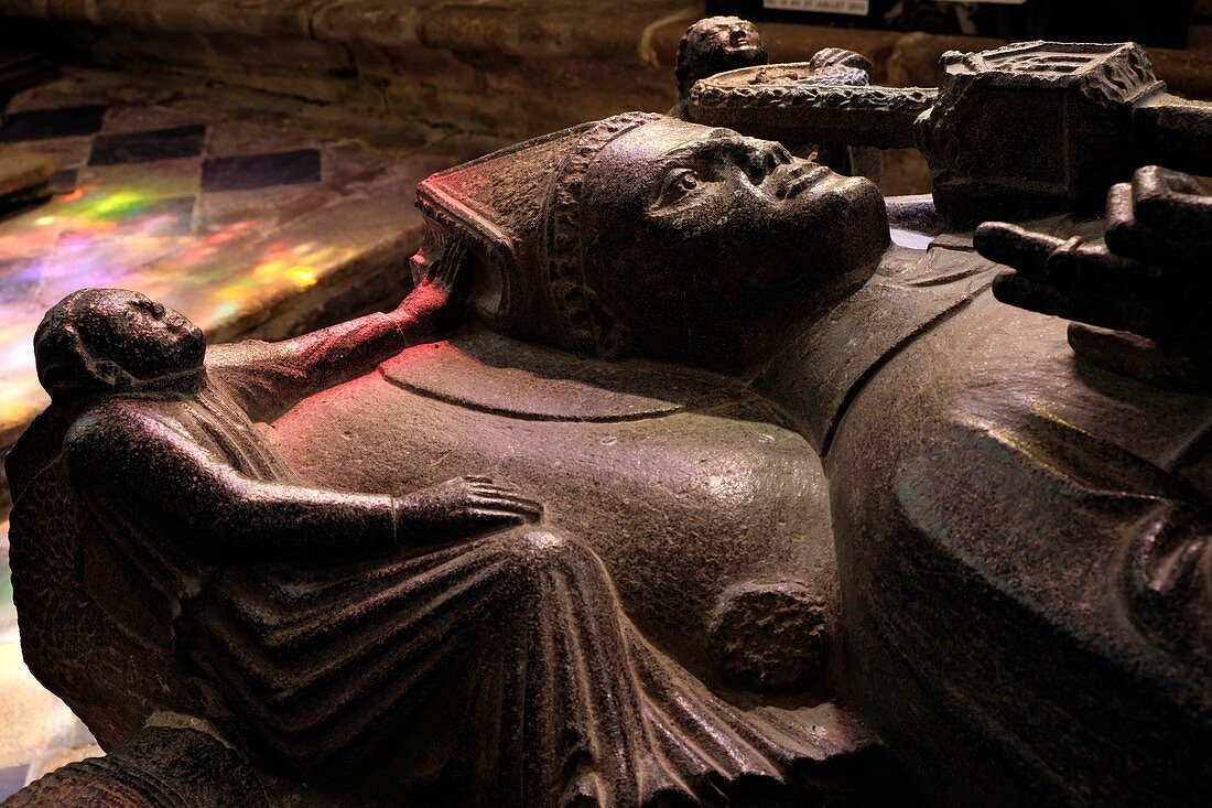 Frankreich, Finistere, Locronan, beschriftet Les Plus Beaux Villages de France (die schönsten Dörfer Frankreichs), Kirche Saint Ronan aus dem 15. Jahrhundert, Penity Kapelle, Grab des Heiligen Ronan