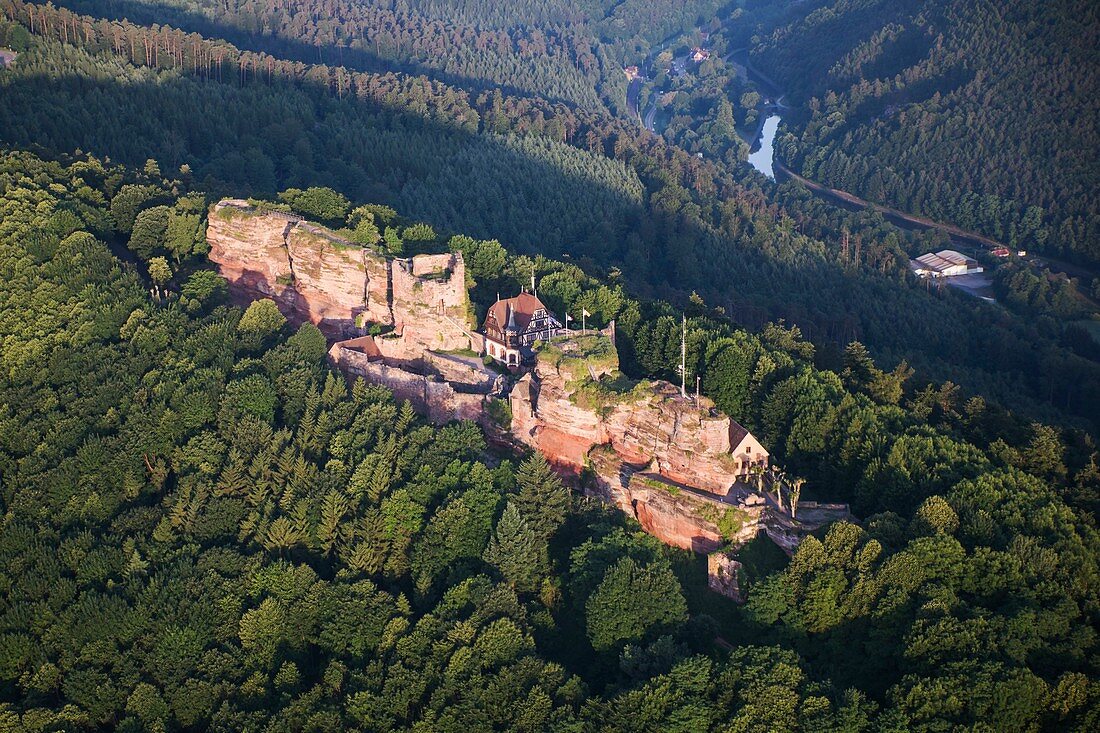 France, Bas Rhin, Saverne, Haut Barr castle (aerial view)