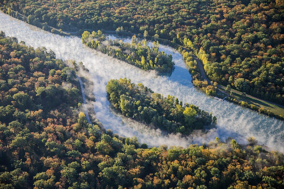 France, Haut Rhin, Canal du Rhône au Rhin (aerial view)