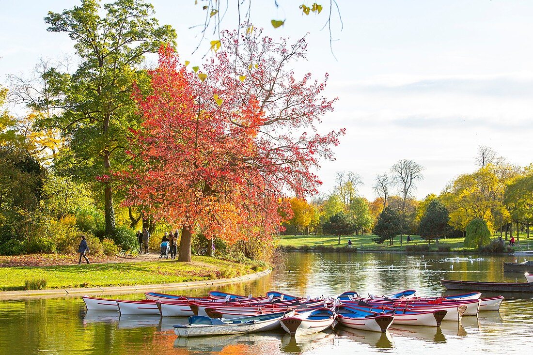 Frankreich, Paris, Bois de Vincennes, See Daumesnil im Herbst in
