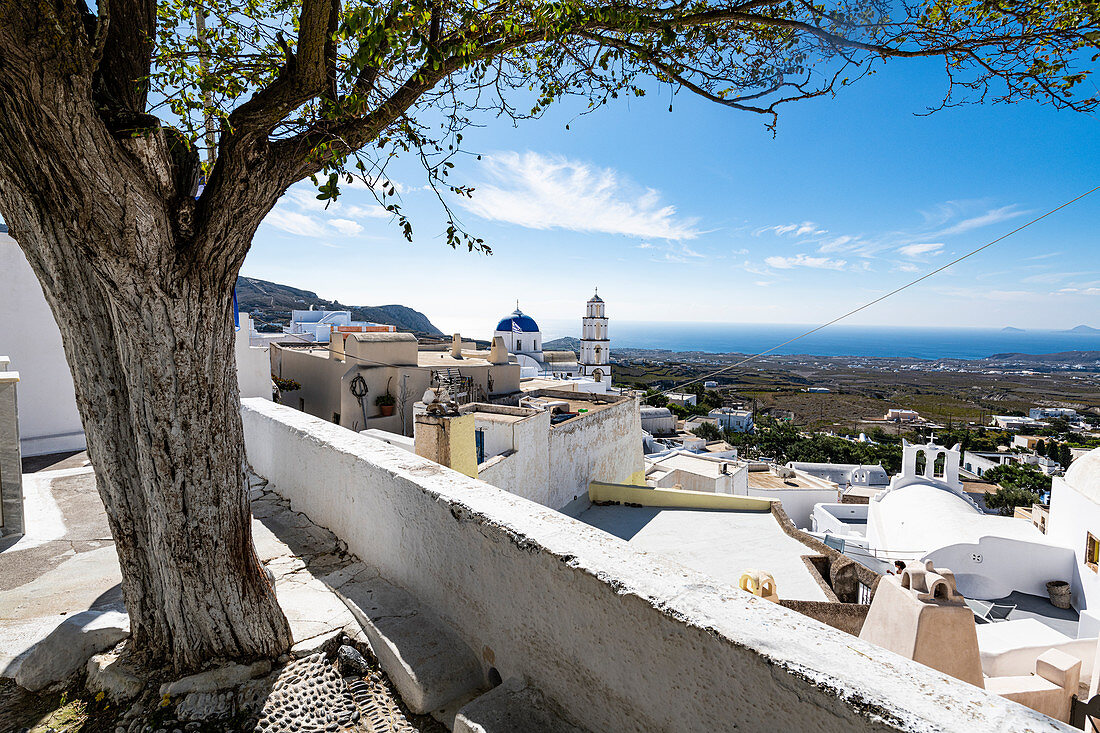 Whitewashed architecture in Pyrgos, Santorini, Cyclades, Greek Islands, Greece, Europe