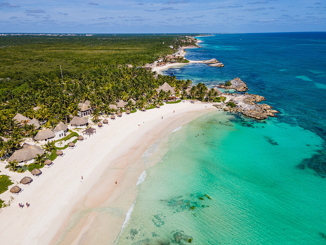 Luftaufnahme des Biosphärenreservats Sian Ka'an, UNESCO-Weltkulturerbe, Quintana Roo, Mexiko, Nordamerika