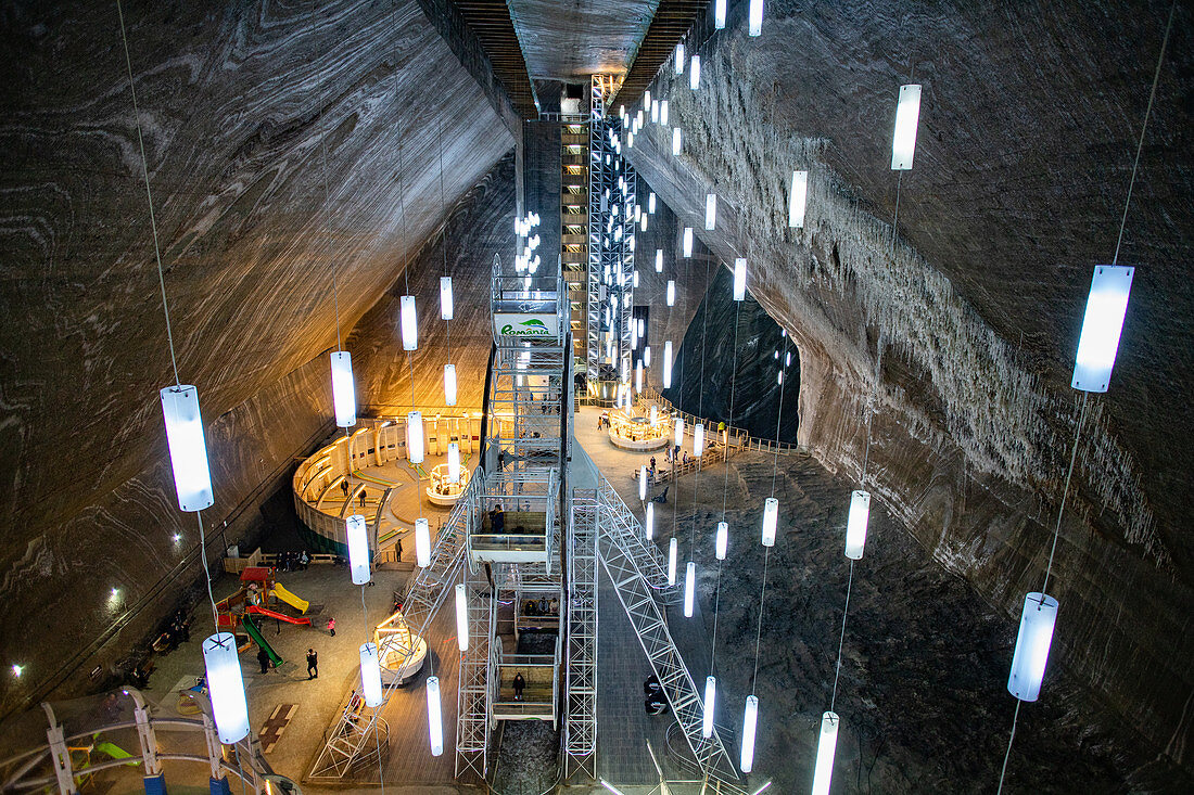 Salina Turda, underground salt mine tourist attraction in Turda city, Romania, Europe