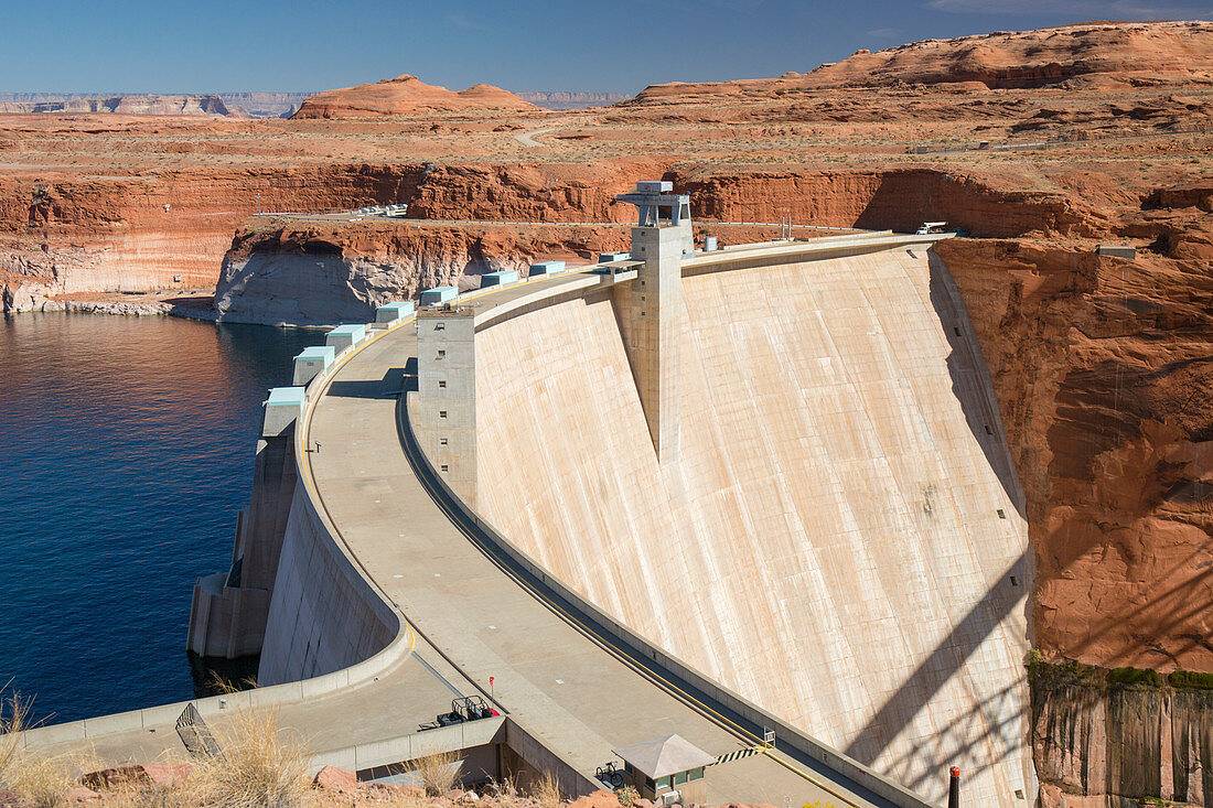 Glen Canyon Dam am Colorado River, Lake Powell, Nationales Erholungsgebiet Glen Canyon, Seite, Arizona, Vereinigte Staaten von Amerika, Nordamerika